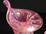 Genuine Seguso 1950’s MURANO pink cornucopia vase, gold inclusion